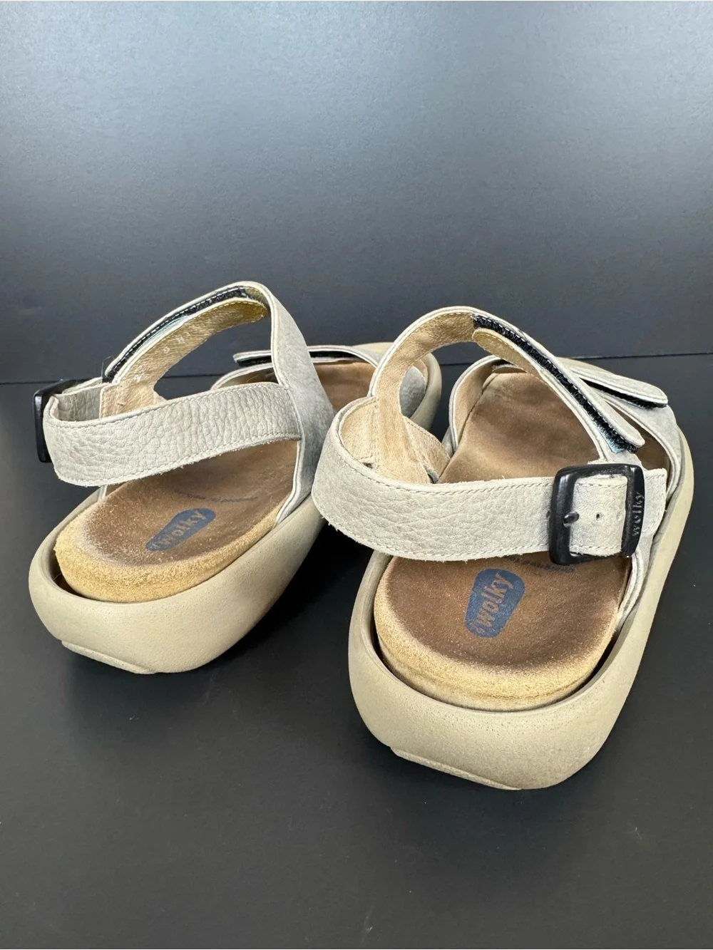 Wolky strap Women's Comfort Brown Leather Sandals wide footbed